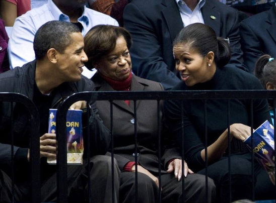 obamas President Barack Obama, with mother-in-law Marian Robinson, first lady Michelle Obama at a game on Saturday, Nov. 28, 2009.