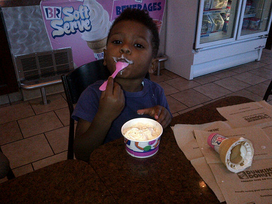 Naviyd enjoyed his ice cream especially well.