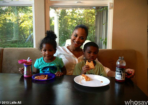 Laila Ali and her two kids