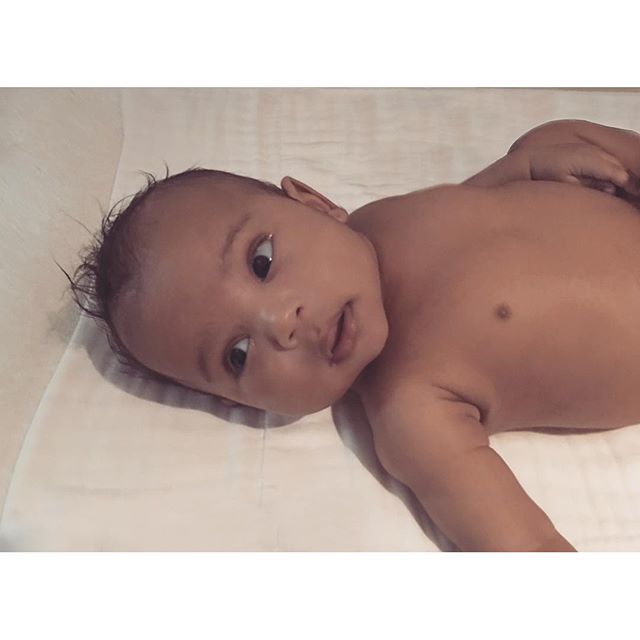 Saint West at just three months old.
