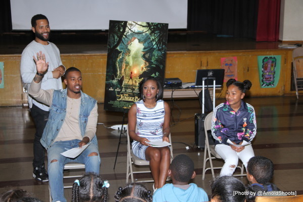 LOS ANGELES, CA - APRIL 12: ____ seen reading excerpts of The Jungle Book to Baldwin Hills Elementary School students on Tuesday, April 12, 2016 in Los Angeles, CA.(Photo by @ArnoldShoots)