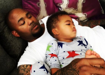 Carl Crawford is pictured with his son Carl Leo Crawford, whose mom is Evelyn Lozada.