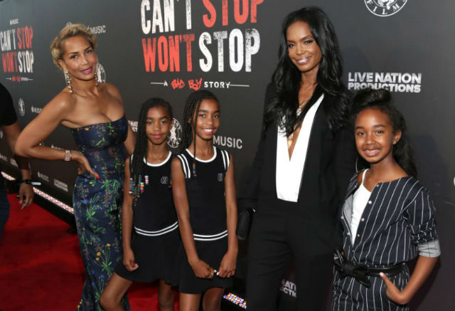 Sarah Chapman and Kim Porter pose with daughters DLila, Jessie and Chance at the Los Angeles Premiere of Apple Music's CAN'T STOP WON'T STOP: A BAD BOY STORY.