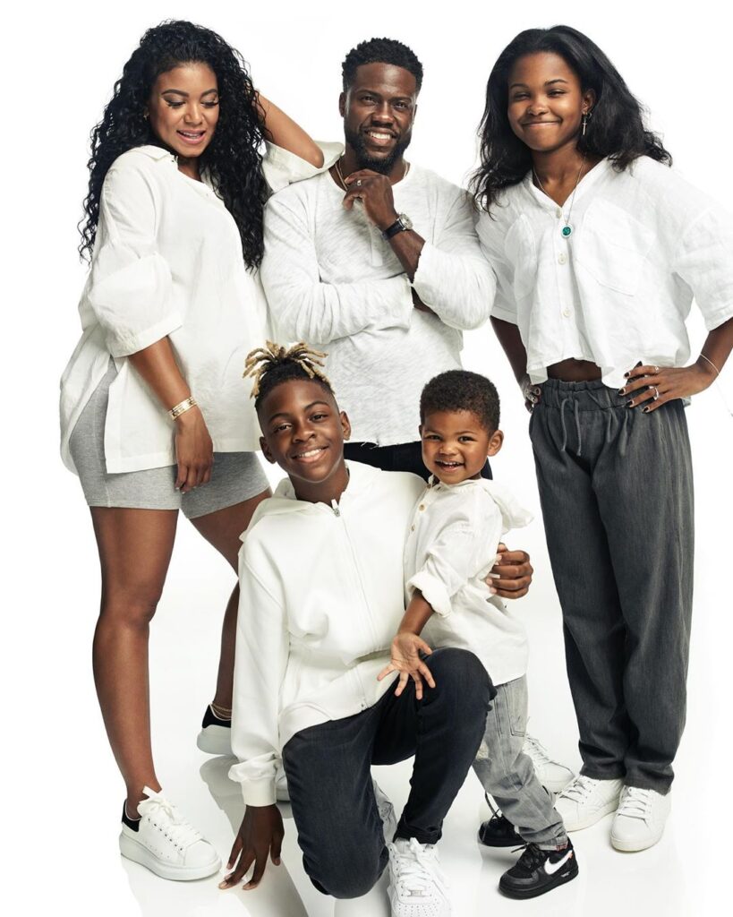 Kevin Hart Wife And Kids Pose In Family Photo Ahead Of Baby S Arrival