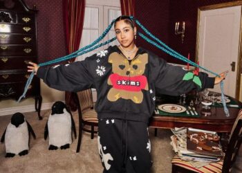 North West modeling the SKIMS and Cactus Plant Flea Market collection.
SKIMS/Harmony Korine