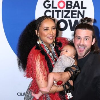 KAT GRAHAM STEPS OUT WITH HUSBAND BRYANT WOOD AND BABY SPERO AT GLOBAL CITIZEN NOW