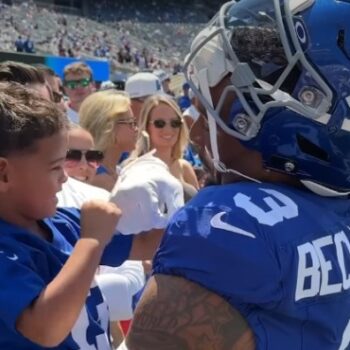 ODELL BECKHAM JR. SHARES SWEET MOMENT WITH SON AHEAD OF GIANTS PRESEASON GAME